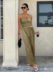 Siren Gaze Conjunto de top tubo y pantalones a rayas para mujer, de verano