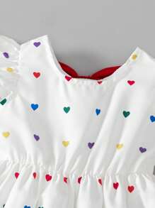 SHEIN Elladie kids Nouvelle robe mini d'été à la mode, mignonne pour jeune fille avec découpe en forme de cœur au dos, nœud décoratif, style princesse doux - Blanc - Voir 7