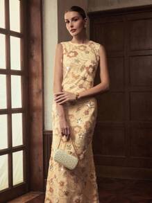 ZEYLAH CONTRAST SEQUIN BIAS CUT DRESS - Pink - View 5