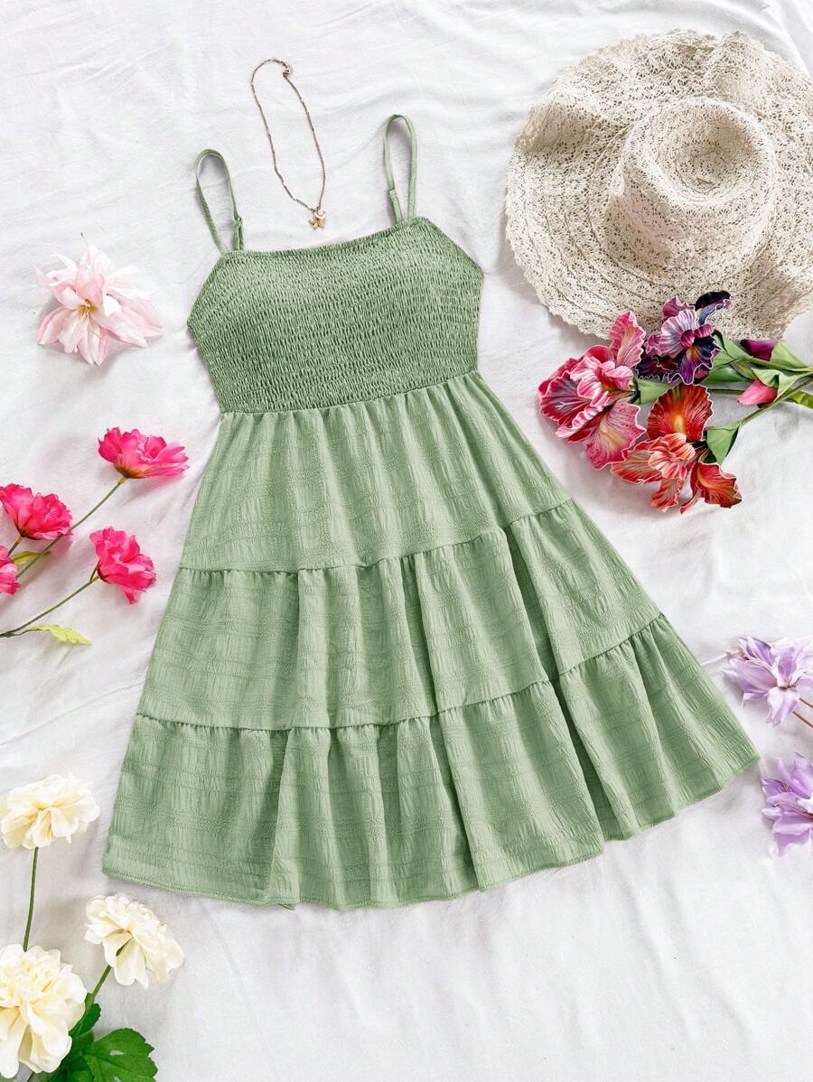 Soleia 素色荷葉邊吊帶洋裝