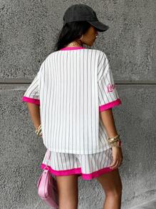 Coolane Kids 少女 Slaydiva 两件套：女孩休闲运动衫“洛杉矶”79号图案印花 T 恤和短裤，2025 年春夏 - 白色 - 查看 5