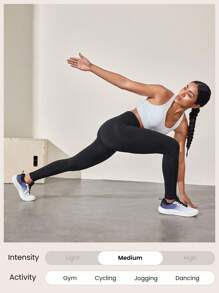 GLOWMODE 24" nahtlose Leggings mit hoher Taille und Perforationen, mittlere Belastung, Fitnessstudio, Workout, Herbst Winter