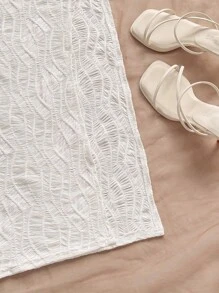 Soleia Vestido con cuello en V profundo, espalda descubierta y abertura lateral, de punto texturizado en color verde mar, para vacaciones - Verde - Ver 5