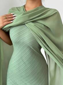 Elenzga Robe longue élégante et minimaliste pour femmes en mousseline de soie, avec un col rond, sans manches, dos croisé et taille nouée. Convient pour les déplacements quotidiens, les festivals, les sorties. Look romantique et délicat