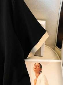 GlowEve CURVE Plus Size Women's Casual Contrast Color Collar Shift Dress