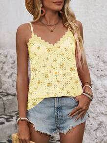 Chiquease Women's Elegant Hollow-Out Embroidery Jacquard Jacquard Lace Patchwork Camisole
