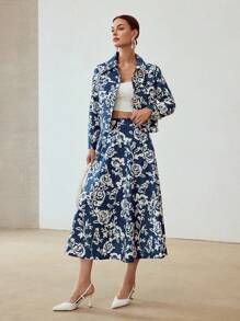 MOTF PREMIUM ALLOVER FLORAL PRINT BUTTON UP JACKET