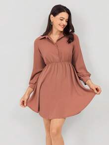 Miaspire Vestido de collar con estampado de guepardo y animales con patrón de regreso a la escuela para mujer, perfecto para otoño-invierno, viajes, oficina, dinero antiguo, simple, ideal para damas, camisa de manga larga casual de ajuste regular, camiseta de tirantes rosa polvoriento y liso, vestido corto para mujeres, anillo/verano, profesional/uso de negocios/atreticuloso - Rosa vieja - Ver 6