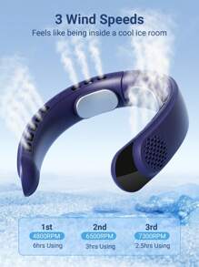 Teckwe Quạt đeo cổ có tấm làm mát, máy điều hòa không khí di động không cánh, hoạt động êm ái, có thể sạc lại, vật dụng thiết yếu cho kỳ nghỉ của nam nữ khi đi du lịch, cắm trại và hoạt động ngoài trời. - Nhiều màu - Xem 2