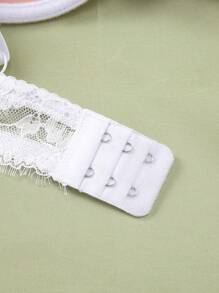 SHEIN Bộ 2 áo ngực ren thêu lãng mạn có gọng, nâng và nâng cao, hỗ trợ cho ngực nhỏ - Đen và trắng - Xem 6