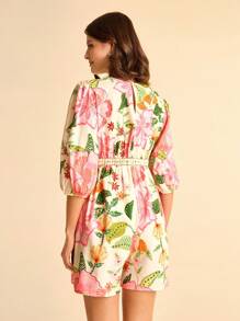 CAJUNI 花卉印花深V领蝙蝠袖女式连体衣-乡村演唱会服装-Hoco Dressses-女士基本款/外出上衣/秋季女装 - 彩色 - 查看 2