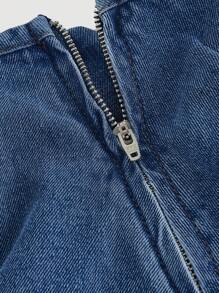 SHEIN MOD Women's Denim Flared Mini Skirt - Blue - View 4