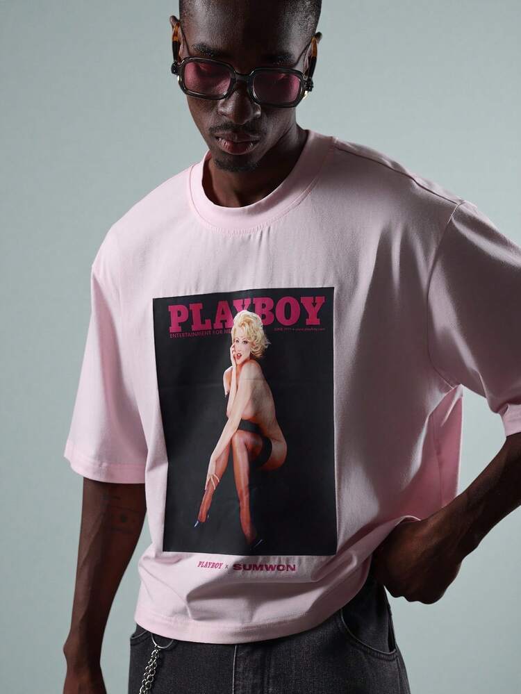 PLAYBOY X SUMWON Cotton Oversized T-Shirt With Magazine Cover Art Print