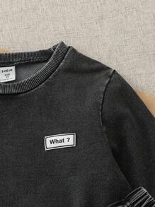 Playful Pals 2 szt. Zestaw dla chłopców z okrągłym dekoltem i długim rękawem, bluza z kapturem i elastycznym pasem, swobodny sportowy garnitur, mieszanka bawełny, vintage, zniszczony angielski nadruk liter, modne i wygodne ubranie, jesienne nowości