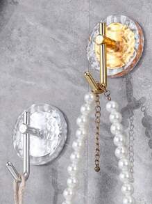 豪华壁挂式衣帽钩 - 水晶亚克力金属挂钩，无需钻孔的粘性毛巾和浴袍挂钩，多功能，适用于厨房和浴室配件，浴室收纳钩 - 彩色 - 查看 3