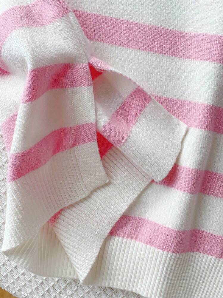 Comfortcana Set de 2 suéteres a rayas para mujer para el otoño - Rosa - Añade 6