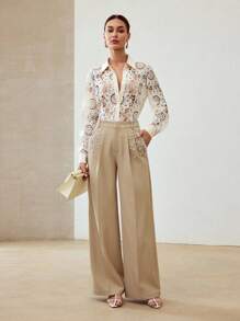 MOTF PREMIUM 凸纹蕾丝纽扣衬衫