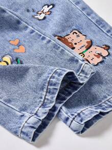 MÄDCHEN Hellblaue weite gerade geschnittene Jeans, Vintage Design für Streetwear Stil, farbenfroher grafischer Muster für einen lebendigen Look, geeignet für Lässig, Schule, Outdoor, Urlaub, Party, essentielles Teil für modebewusste Mädchen, Frühling/Sommer