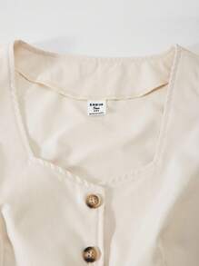 2 件套青少年女孩无袖开衫背心 + 高腰阔腿裤套装，休闲通勤装夏季