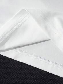 Camiseta casual de manga corta de unicolor con cuello redondo y proceso de perforación en caliente para hombres, nueva colección Primavera/Verano 2025 - Negro - Ver 7