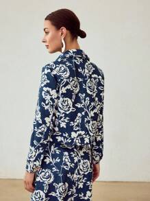 MOTF PREMIUM ALLOVER FLORAL PRINT BUTTON UP JACKET