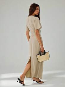 SHEIN Tall Women's Elegant Solid Color High Waist Long Dress