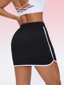 Gameset SHEIN Sport 女式网球/户外健身花卉印花运动裙，带手机口袋 - 黑與白 - 查看 4