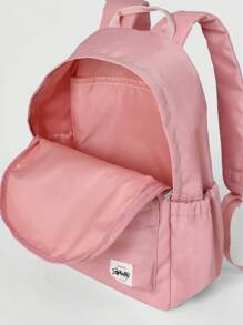 SUMWON 儿童经典学校背包日常学生背包旅行书包轻便耐用防水校园书包带侧袋 - 藕粉色 - 查看 7