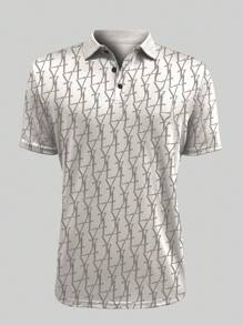 Manfinity Dauomo 夏季男士休闲全印花短袖 Polo 衫 - 彩色 - 查看 3