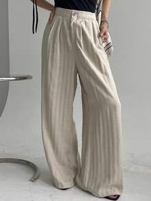 DAZY Women's Loose Pocket Pants, Casual Vacation Wear, Autumn - Light Grey - View 3