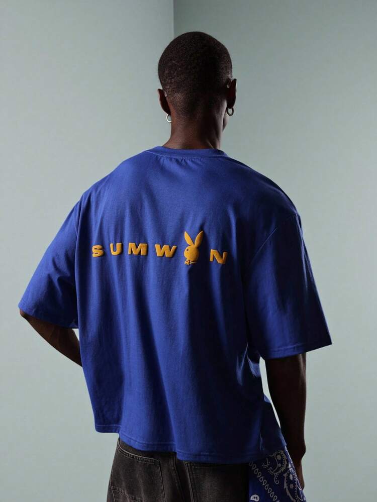 PLAYBOY X SUMWON Rabbit Logo Oversized Cropped Cotton T-Shirt