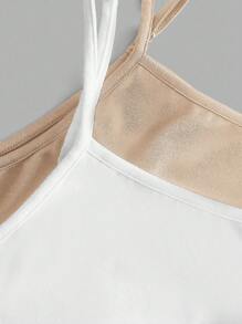 SHEIN EZwear 2 piezas Camisetas básicas de talla grande de unicolor caqui y blanco, para verano - Multicolor - Ver 7