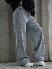 SAYEHFBABY Casual Washed Straight Leg Jeans Pants