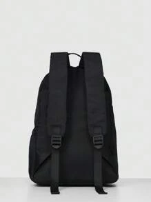 SUMWON 经典学生背包带脸部标志日常书包书包轻便旅行背包儿童 - 黑色 - 查看 6