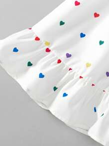 SHEIN Elladie kids Nouvelle robe mini d'été à la mode, mignonne pour jeune fille avec découpe en forme de cœur au dos, nœud décoratif, style princesse doux - Blanc - Voir 5