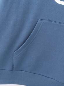 Teen Boy Letter Print Hooded Sweatshirt,In Fall/Winter - Blue - View 5