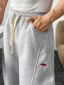 ESTAVOR 男式街头风格宽松刺绣宽松运动裤