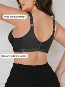 SHEIN 1 Áo ngực không gọng cỡ lớn thoải mái có đệm vai rộng cho nữ - màu đen - Xem 2