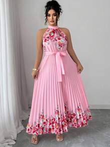 Elenzga Váy nghỉ hè thanh lịch dành cho quý cô ngoại cỡ - Hồng - Xem 6