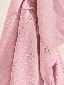 SHEIN Tween Girls Twist Vest-Style Casual Jumpsuit With Front Buttons Decorated In Woven Texture Material, Suitable For Spring Outings, Pastoral Style, Garden Afternoon Tea, Casual Outings - Baby Pink - View 12