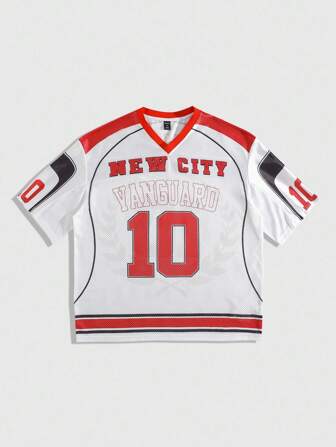 Prep Camiseta de baloncesto callejero para hombres de manga corta, camiseta deportiva con tela de malla y material brillante