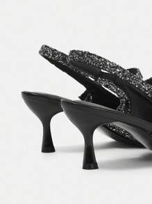 CUCCOO HITCHD Women's Fashion Red Strap Pointed Toe High Heels - Black - View 11