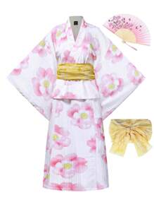 Irokai 时尚印花夹克和无袖连衣裙节日浴衣（不含腰带和扇子）