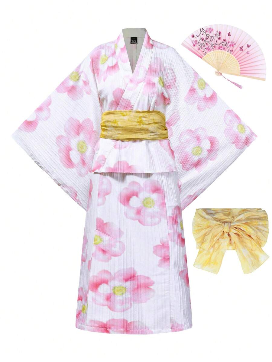 Irokai 时尚印花夹克和无袖连衣裙节日浴衣（不含腰带和扇子）