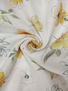 Irokai Floral Print Batwing Sleeve Loose Kimono Jacket And Spaghetti Strap Dress Set(Without Obi & Fan) Yukata - Yellow - View 8