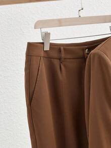 Manfinity BRENVOR 男士两件套秋冬绅士休闲西装套装，现代棕色调商务风格，复古风 - 咖啡棕 - 查看 4