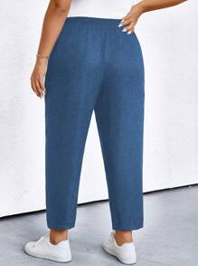 SHEIN PETITE Plus Size Women Casual Vacation Loose Pocket Cone Pants