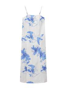 Irokai Floral Print Wrap Top And Spaghetti Strap Dress Kimono Yukata Set - White - View 4