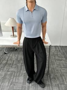 Manfinity BRENVOR Men's Street Fashion Woven Loose Fit Long Pants - Black - View 1