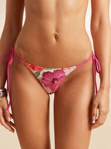 L'Amorae Women's Hibiscus Floral Printed Summer Bikini Bottom